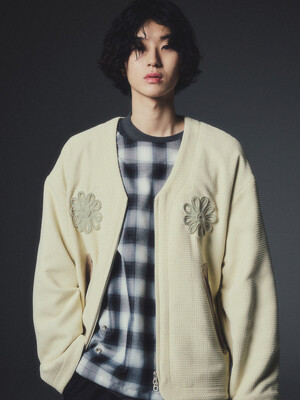 V-LOW HAND EMBROIDERY JACKET_ECRU