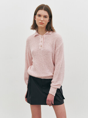 Feather Knit Pull-Over, Light Pink