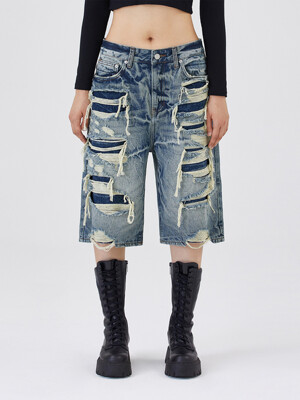 HEAVY REPAIR DENIM SHORTS