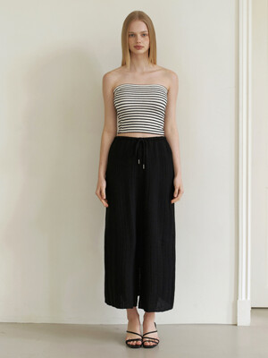 basic slit knit long skirt - black