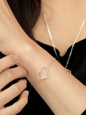 Heart ball chain pearl bracelet