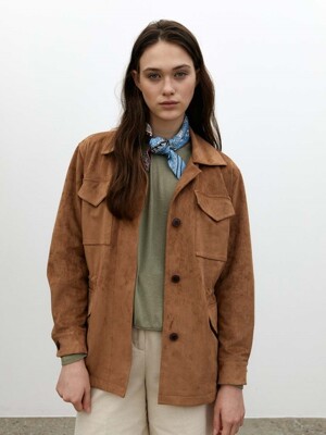 wishful eco suede jacket-camel beige