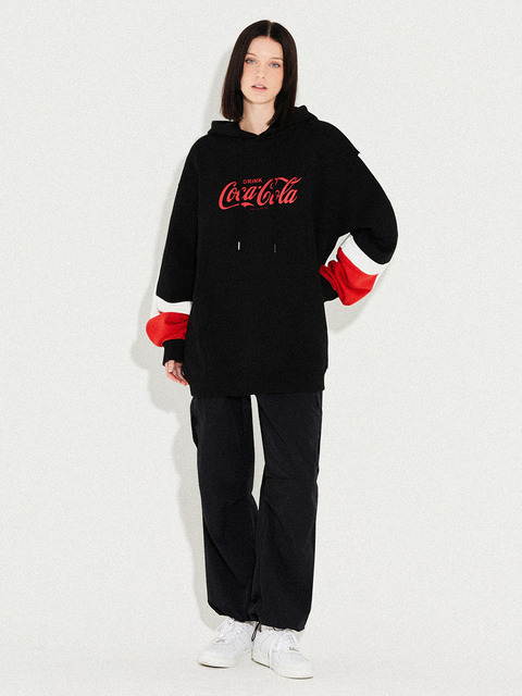 티셔츠 - 코카-콜라 (Coca-Cola) - Colorblock Hoodie 블랙