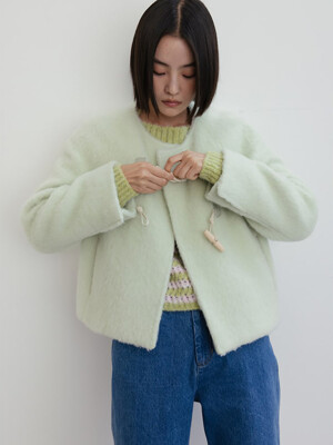 Wool Blended Boucle Duffel Coat  Apple Green (WE3X30T86K)