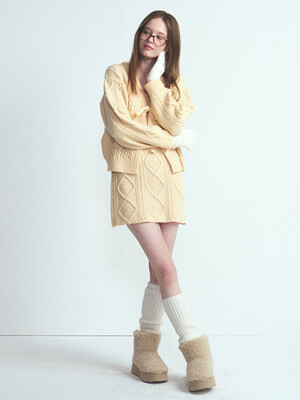 CABLE KNIT DRESS_YELLOW