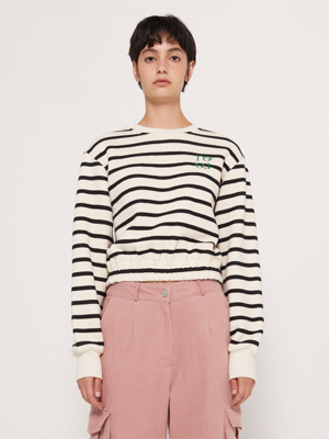 R STRIPE CROP SWEATSHIRT_IVORY