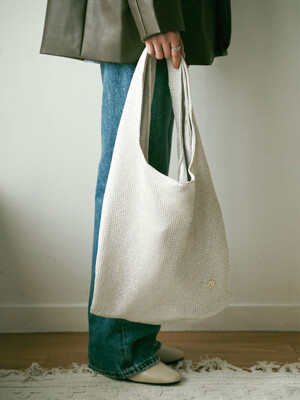 Glitter Knit Layered Bag_Beige