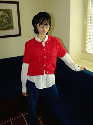 moui Heart knit cardigan (RED)