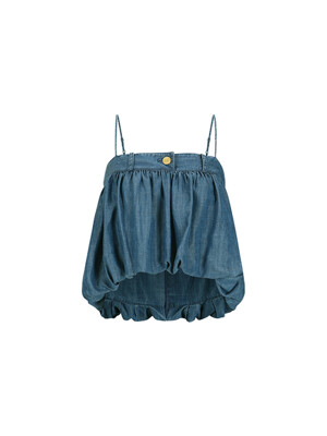 RUCHED CROP SLEEVELESS BLOUSE_BLUE