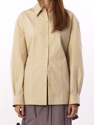 TWO-WAY PINTUCK SHIRT (BEIGE)