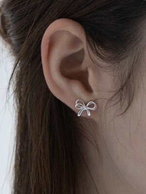 [Silver 925] Lovely Ribbon Earrings SE217 - Silver