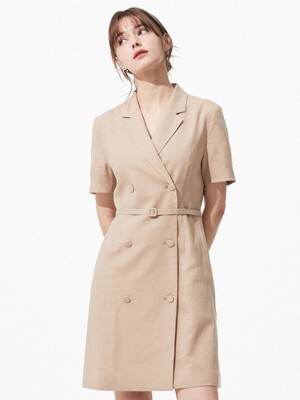 Claire Linen Jacket Dress [Beige]