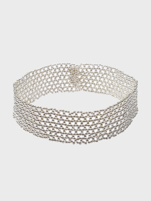 NETTED BEADS CHOKER NECKLACE (METAL)