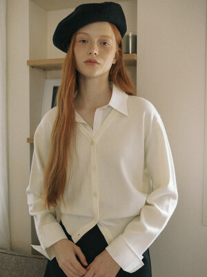 SHIRT COLLAR CARDIGAN_CREAM
