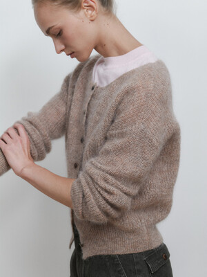 Mouse Kid-Mohair Cardigan (Beige)