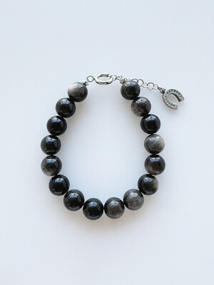 Silver Obsidian Gem Bracelet