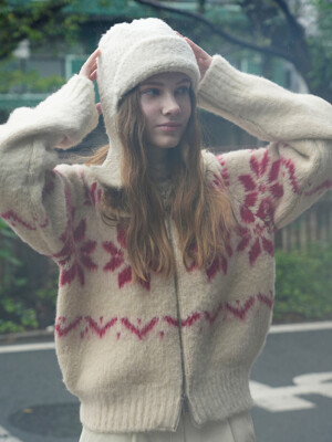 Snowball knit cardigan (ivory)