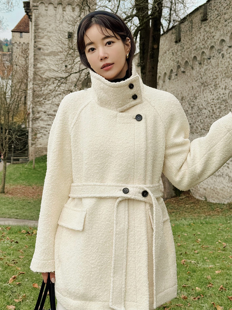 コート on&on Highneck Belted Wool Coat NEW4WHB25_93 on&on Highneck Belted Wool Coat NEW4WHB25_93