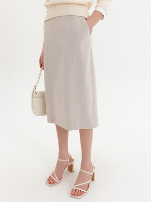 얼루어링 에이치라인 미디 스커트_베이지 / ALLURING H LINE MIDI SKIRT_BEIGE