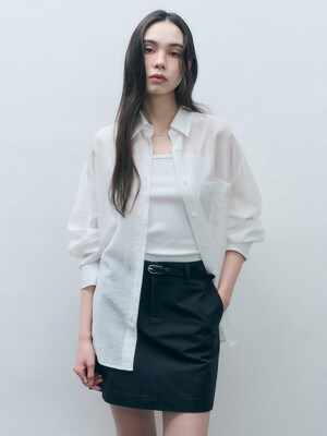 텐셀 시스루 루즈핏 셔츠 화이트 MDSH019WHITE