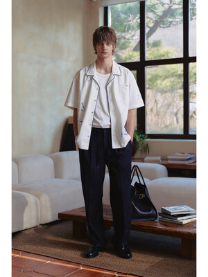 LOUNGE STRIPED SLACKS NAVY STRIPE_M_UDPA5B326N2