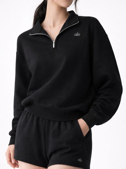 알로 요가 [단독] Accolade 1/4 Zip Pullover Black