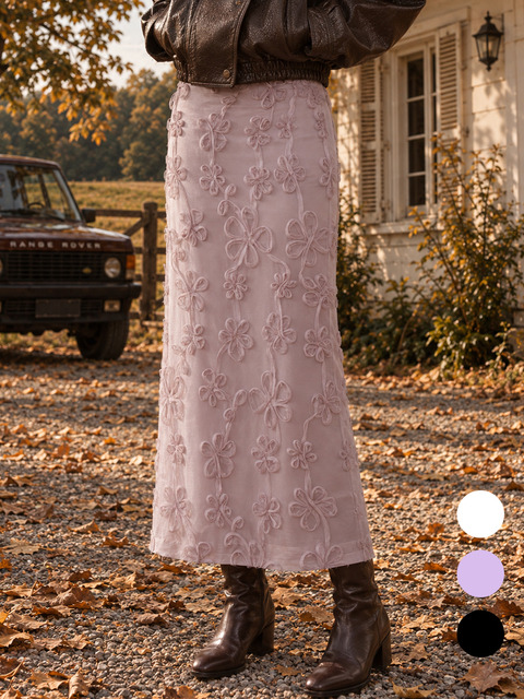 에브모우 [오늘출발]FLORAL LAYERED SKIRT (3COLOR)