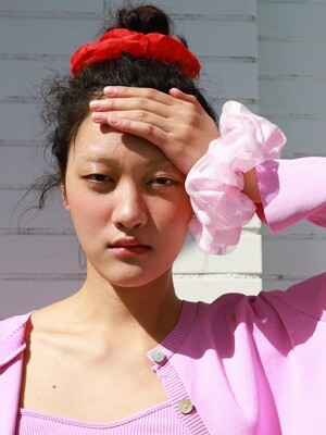 Cottoncandy check scrunchie (Pink)