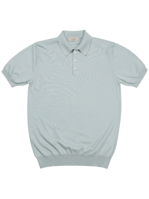 14gg Silk Cotton Half Polo Knit (Mint)