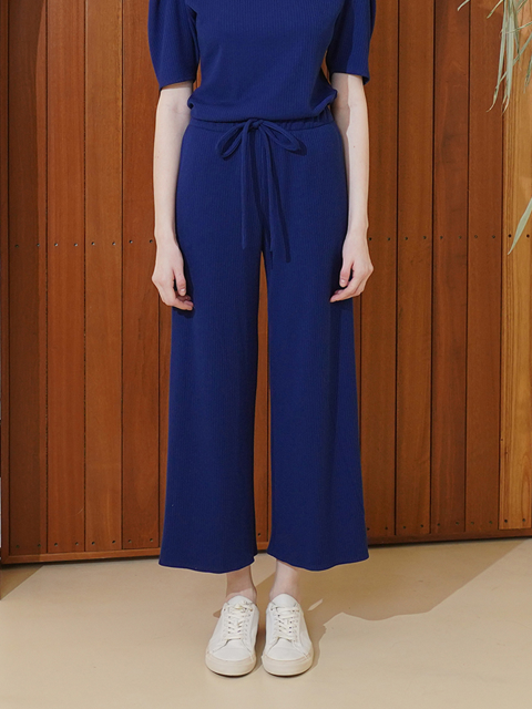 팬츠 - 뮤즈바이로즈 (MUSE BY ROSE) - Rayon-blend wide pants(cobalt blue)