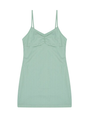 Shirring sleeveless one-piece_Mint