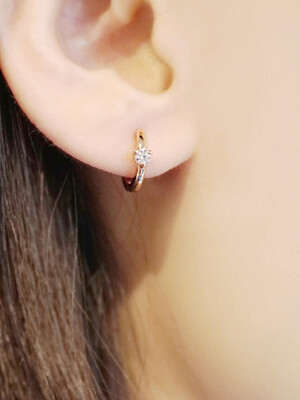 천연다이아 Dyllis Tiny Hoop Earrings_14K Gold