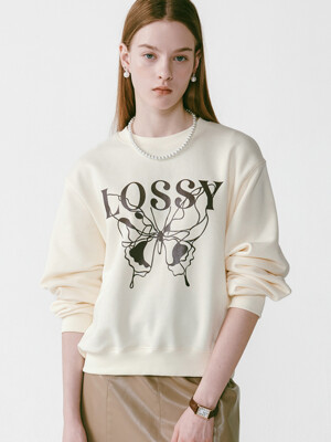 Lossy Butterfly Sweatshirt Cream