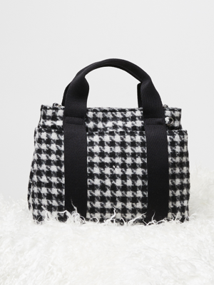 Stacey Daytrip Houndstooth Tote S Black
