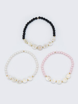 Swarovski pearl initial gold beads Bracelet 자개 이니셜 스와로브스키 진주 비즈 팔찌