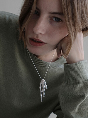 [단독]Pearl Bow silver Necklace