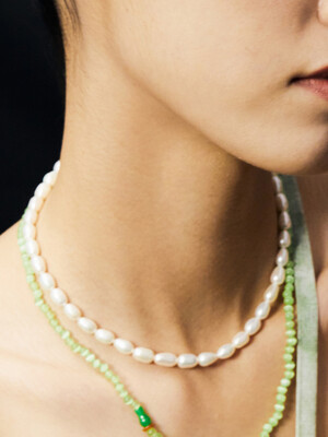 타원 진주 목걸이 Oval pearl necklace