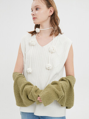 UNISEX, Solar Dia Ribbed Knit Vest / Ivory