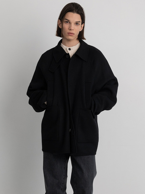아우터 - 르917옴므 (LE17SEPTEMBRE HOMME) - WOOL HALF COAT [BLACK]