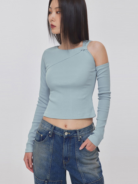 애슬레저,티셔츠 - 탑걸  (TOPGIRL) - TWISTED DETAIL SHOULDER CUTOUT TOP_T326TP122(LB)