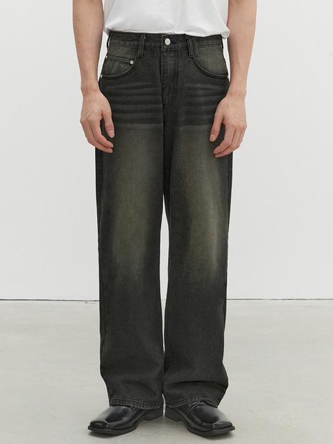 팬츠,데님,데님 - 데케트 (DECET) - Mid Rise Wide Jeans DCPT027GNBlack