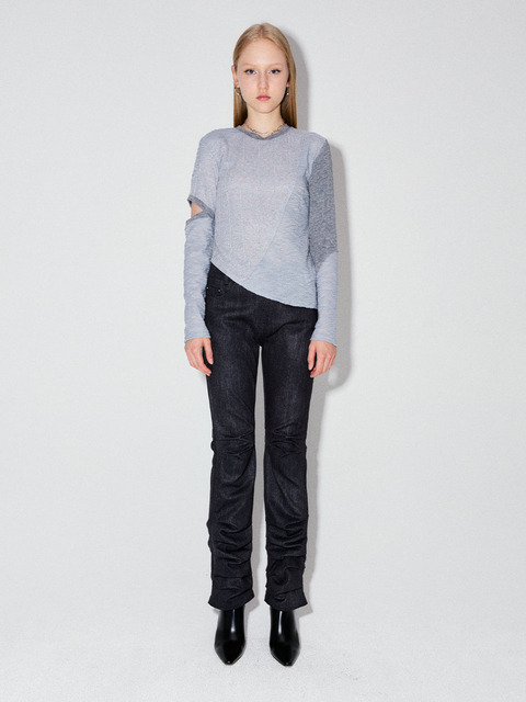 데님 - 데비어퍼 (DEBBY UPPER) - AVEN STRAIGHT TUCK PANTS_BLACK