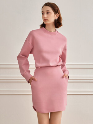 YY_Wool roundneck sweatshirt dress_PINK