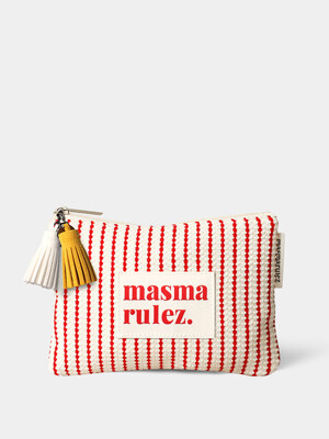Basic pouch _ Waffle stipe 레드