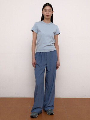 Nylon loose Banding Pants (Blue)