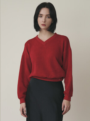 [DIANA] knitlike sweatshirts scarlet