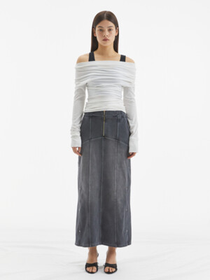 WASHED LINE MAXI SKIRT / CHARCOAL