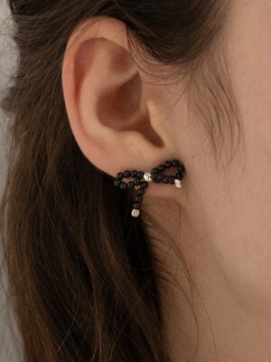 [Silver 925] Ribbon Onyx Earrings SE229