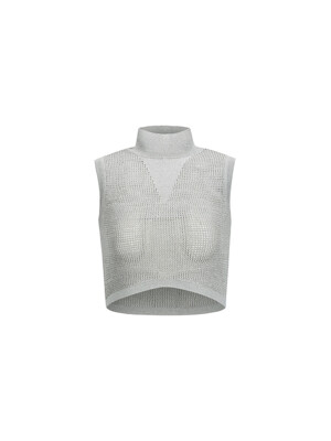KNITTED MESH TOP_GREY