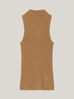 Cashmere 100% Lina Knit Top (Bright Camel)